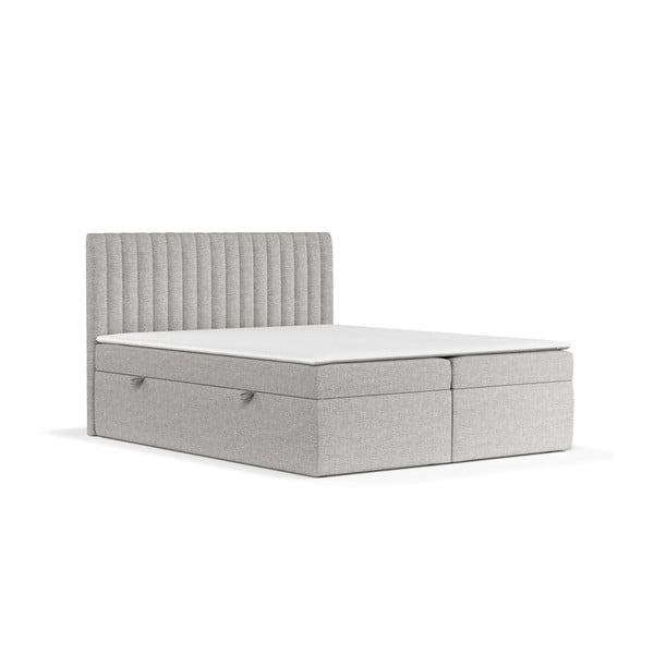 Svetlo siva boxspring postelja s prostorom za shranjevanje 180x200 cm Spencer – Maison de Rêve