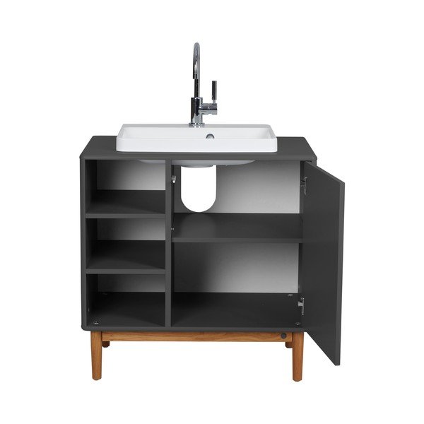Temno siva omarica z umivalnikom brez pipe 80x62 cm Color Bath - Tom Tailor-image-3