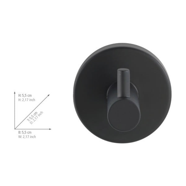 Mat črn obešalnik iz nerjavečega jekla z namestitvijo brez vrtanja Bosio – Wenko-image-1