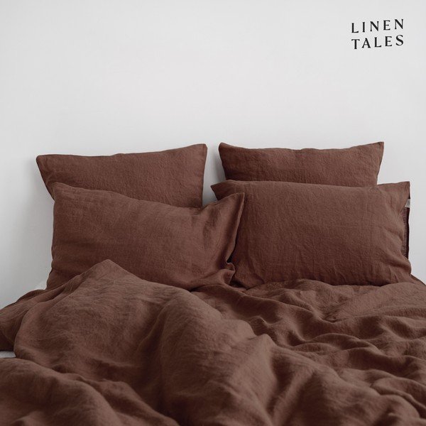 Temno rjava enojna lanena posteljnina 140x200 cm Chocolate – Linen Tales-image-2