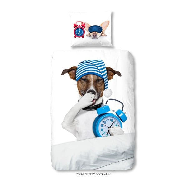Otroško bombažno posteljno perilo Dobro jutro, zaspan pes, 140 x 200 cm