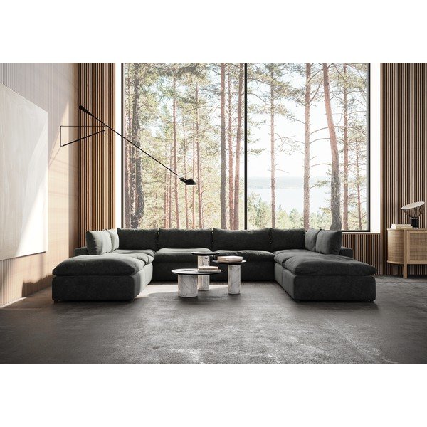 Temno siva kotna sedežna garnitura (v obliki črke "U") Moonlight – Furninova -image-1