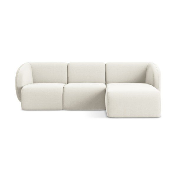 Bež žametna kotna sedežna garnitura (desni kot/z ležalnikom) Lani – Makamii