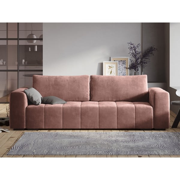 Roza žametna raztegljiva zofa Milo Casa Luca-image-1