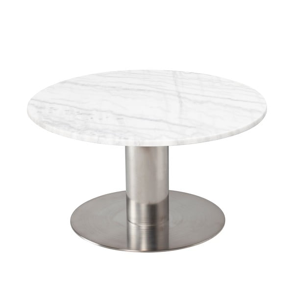 Miza iz belega marmorja s srebrnim podstavkom RGE Pepo, ⌀ 85 cm