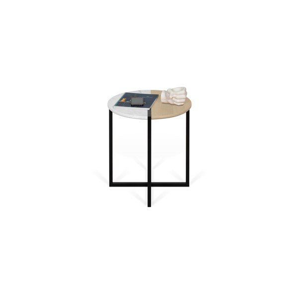Okrogla pomožna mizica s ploščo v dekorju hrasta ø 50 cm Sonata - TemaHome-image-4