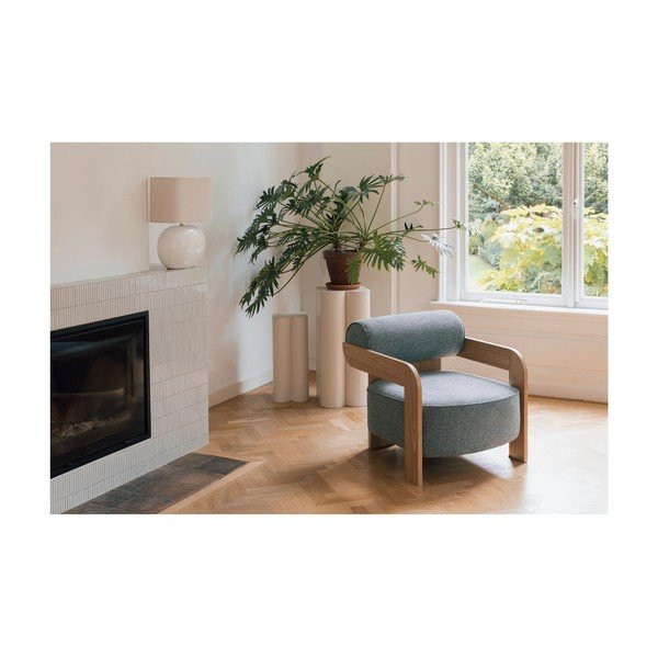 Prašno moder fotelj iz tkanine bouclé Oolong – Zuiver-image-1