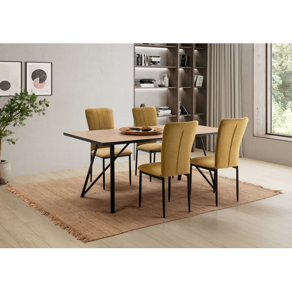 Gorčično rumeni jedilni stoli v kompletu 4 ks Holly – Marckeric-image-1