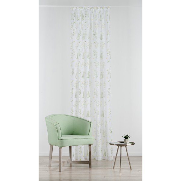 Bela/zelena prosojna zavesa 140x245 cm Caledonia – Mendola Fabrics-image-1