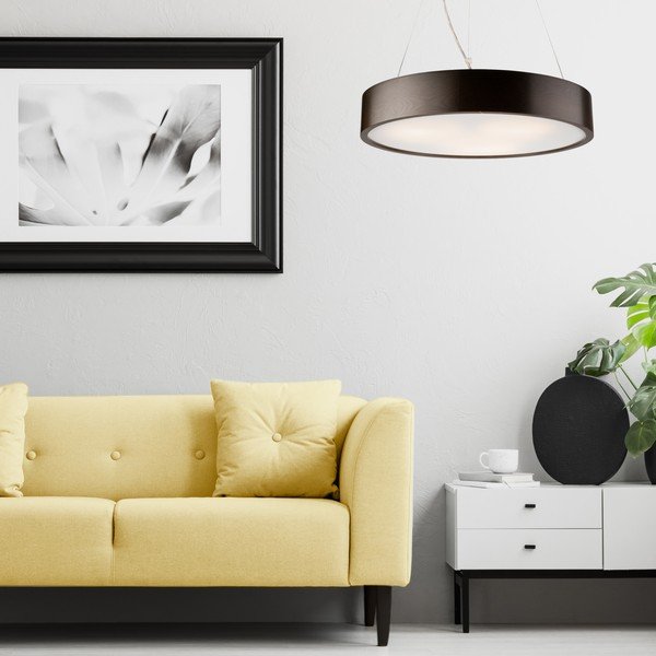 Temno rjava viseča svetilka s steklenim senčnikom ø 47 cm Eveline – LAMKUR-image-1