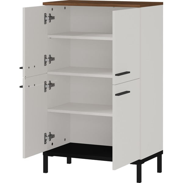 Sivo-bež visoka kopalniška omarica v orehovem dekorju 60x97 cm Yonkers - Germania-image-3