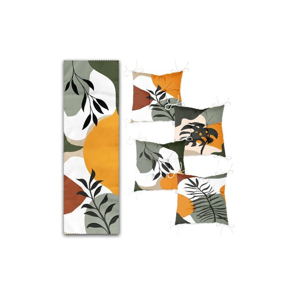 Komplet namiznega tekača in sedežnih blazin 5 ks Illustrated Autumn