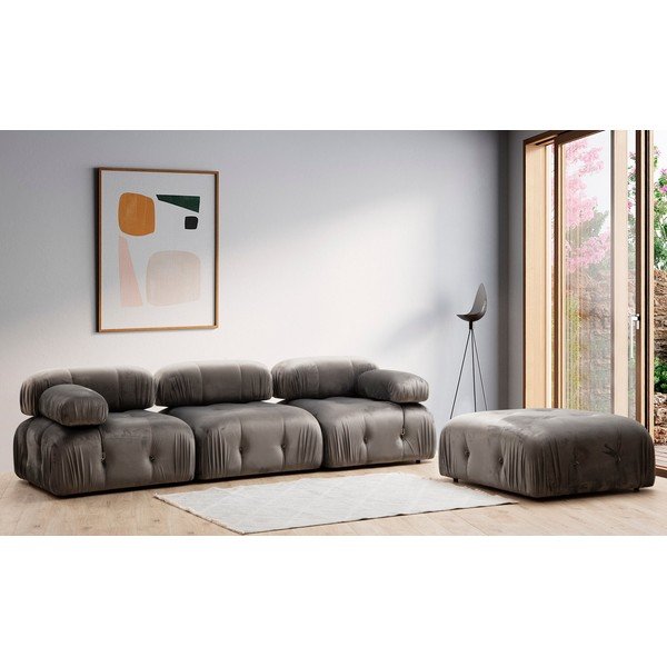 Temno siv žameten tabure Bubble – Artie-image-4
