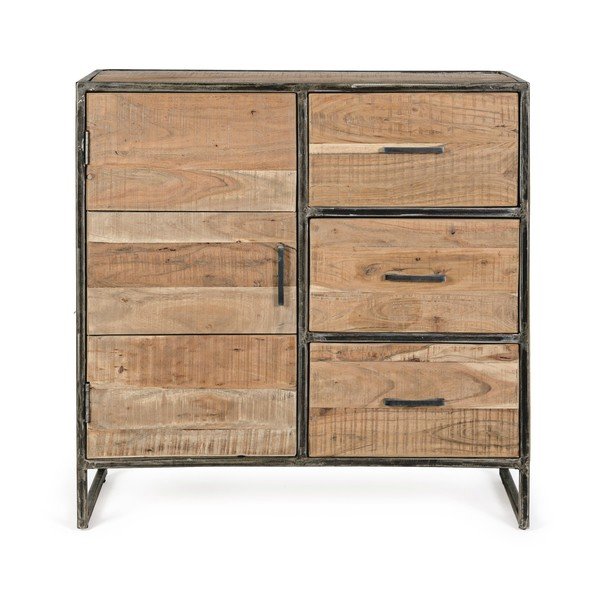 Komoda iz masivne akacije v naravni barvi 90x90x40 cm Elmer – Bizzotto-image-2