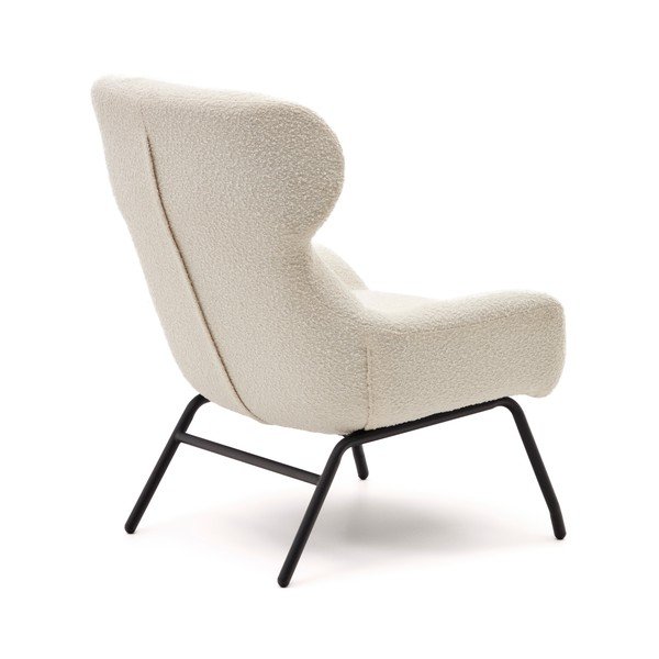 Kremno bel fotelj iz tkanine bouclé Belina – Kave Home-image-2