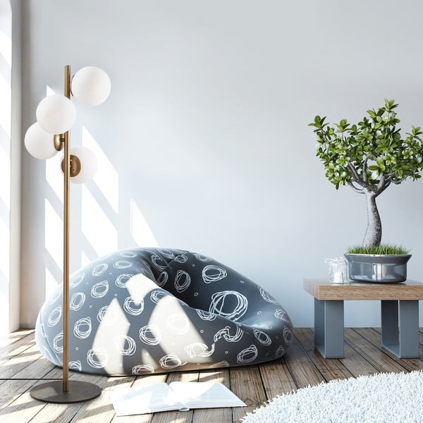 Črna/zlata stoječa svetilka s steklenim senčilom (višina 130 cm) Faze – Opviq lights-image-1