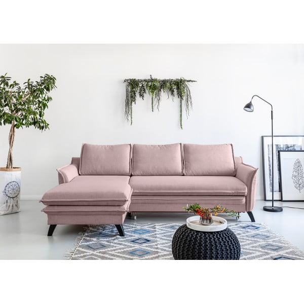 Rožnata raztegljiva sedežna garnitura v obliki črke U Miuform Charming Charlie, levi kot-image-1