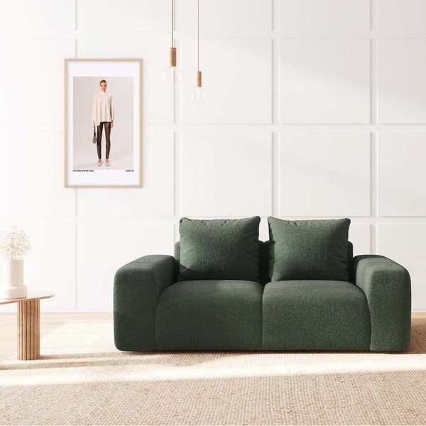 Zelena sedežna garnitura iz tkanine bouclé 212 cm Monce – Rodier-image-1