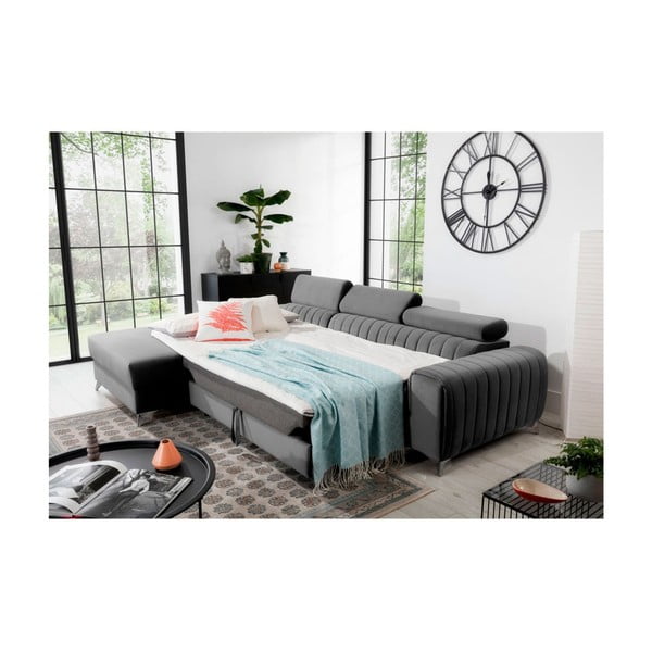 Siva žametna raztegljiva/s prostorom za shranjevanje kotna sedežna garnitura (levi kot/z ležalnikom) Grayson – ELTAP-image-4