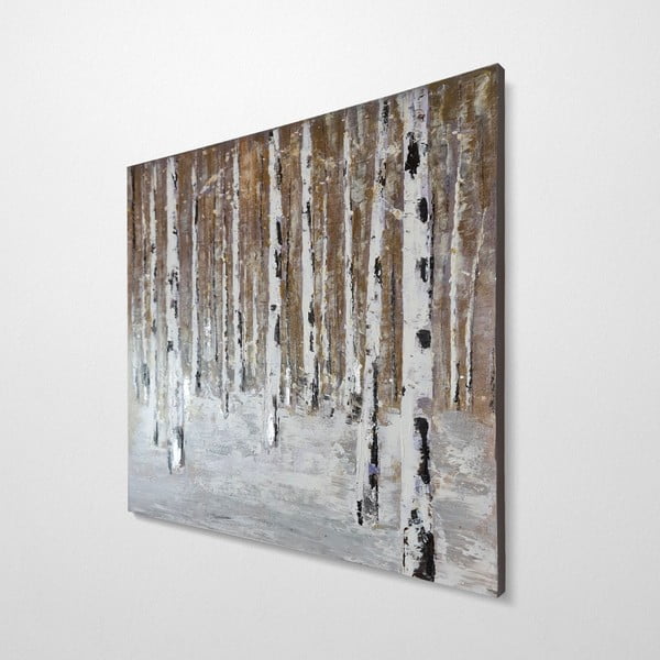 Ročno naslikana slika 70x70 cm Birch Wood – Wallity-image-4