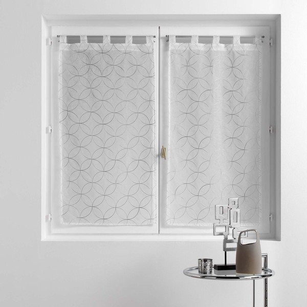 Belo-sive prosojne zavese iz tančice v kompletu 2 ks 60x90 cm Olympia – douceur d'intérieur-image-2