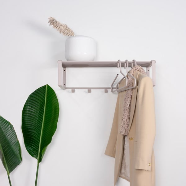 Sivorjav kovinski stenski obešalnik s polico 70 cm Rex – Spinder Design-image-1
