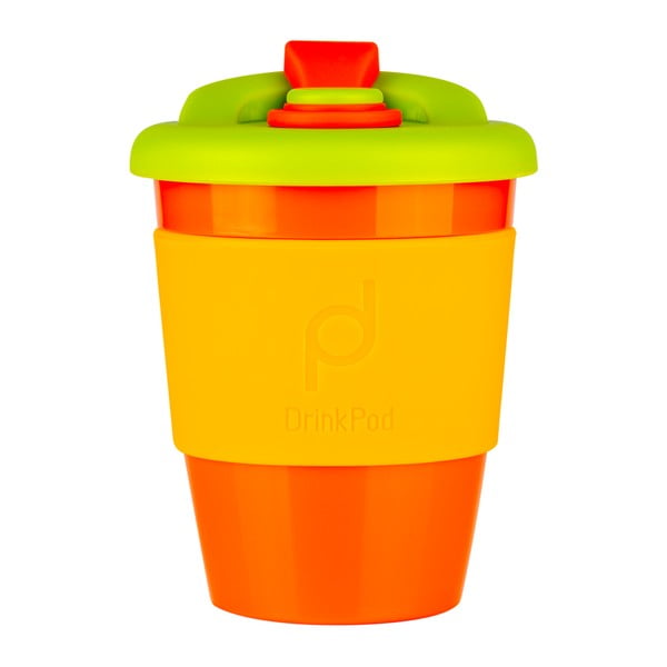 Oranžno-rumena potovalna skodelica za kavo Drink Pod Caffeine, 340 ml