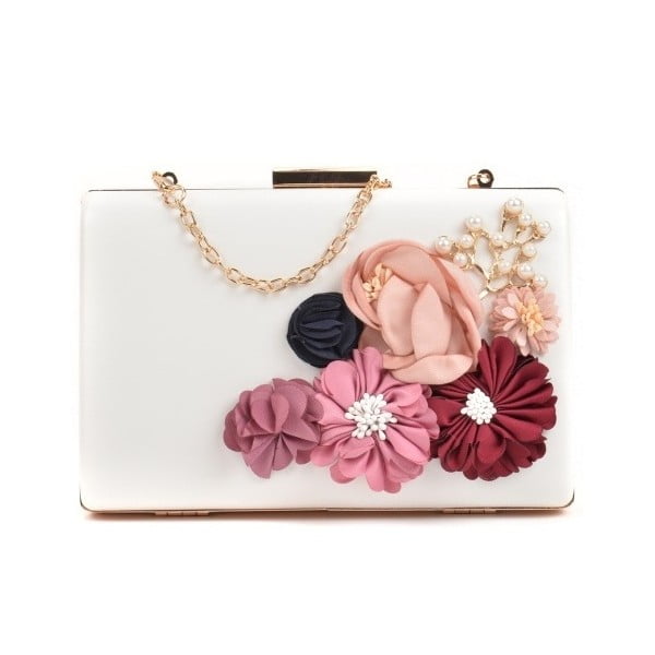 Bela torbica z rožnatimi cvetovi Sofia Cardoni