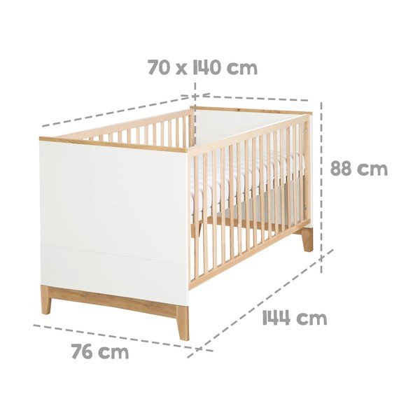 Otroška posteljica iz masivne bukve v beli in naravni barvi 70x140 cm Finn – Roba-image-4