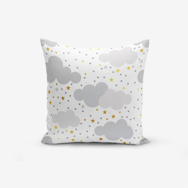 Prevleka za vzglavnik iz mešanice bombaža Minimalist Cushion Covers Grey Clouds With Points Stars, 45 x 45 cm