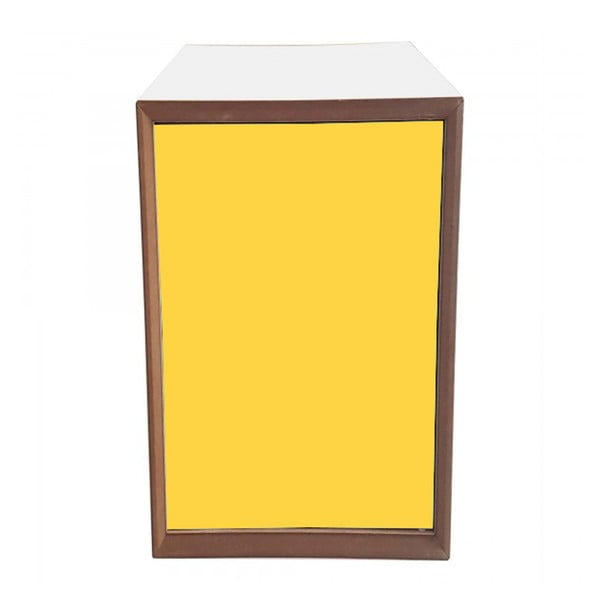 Regal z belim okvirjem in rumenimi vrati Ragaba PIXEL, 40 x 80 cm