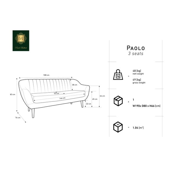 Temno moder trosed Mazzini Sofas Benito-image-2
