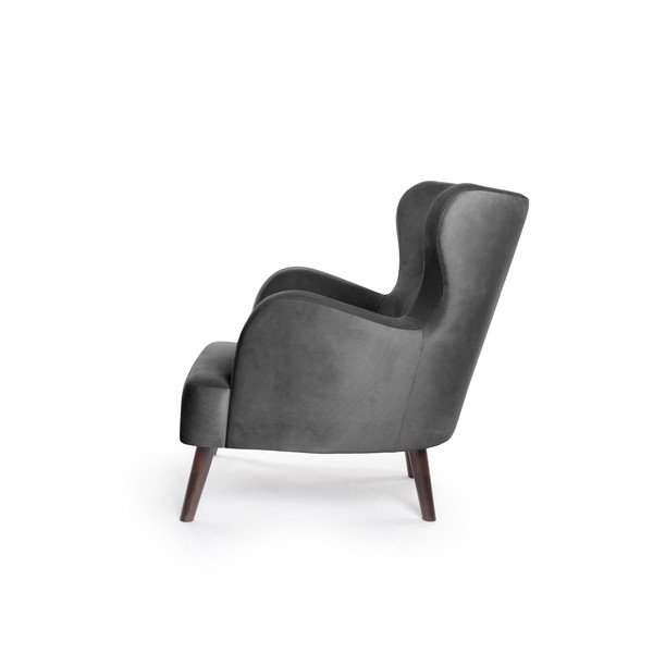 Temno siv žameten fotelj z naslonom Noemye – Bonami Selection-image-3