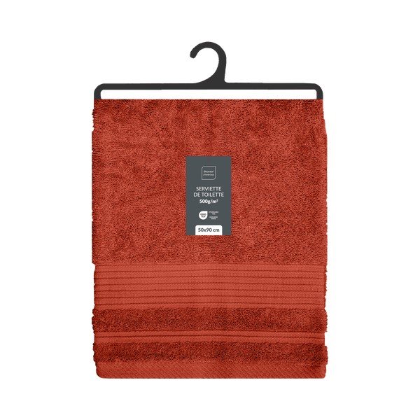 Opečnato oranžna frotirna bombažna brisača 50x90 cm Tendresse – douceur d'intérieur-image-4