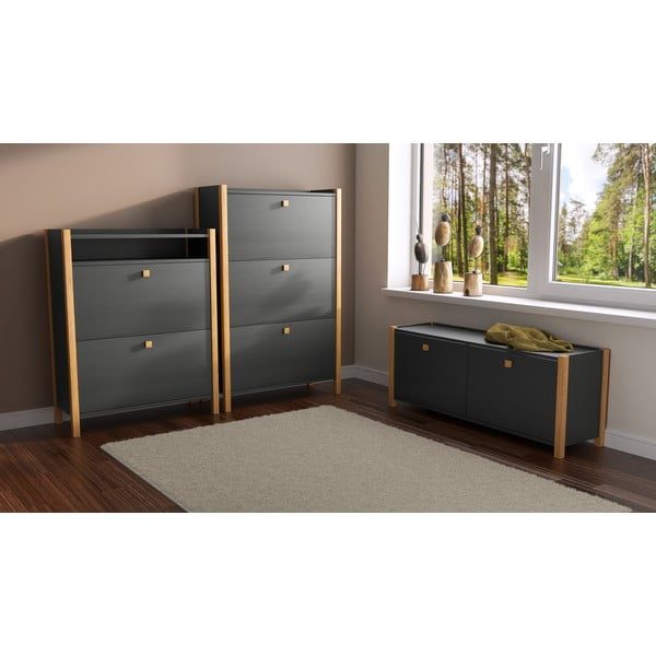 Temno siva klop/omara za čevlje Woodman Bode -image-1