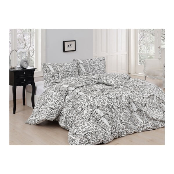 Bombažno posteljno perilo z rjuho za zakonsko posteljo Magic, 200 x 220 cm