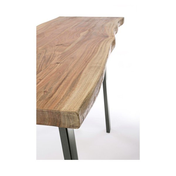 Črna/v naravni barvi stranska mizica z mizno ploščo iz akacije 45x130 cm Aron – Bizzotto-image-4