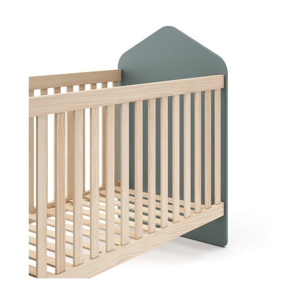 Otroška posteljica v borovem dekorju 60x120 cm v naravni barvi/prašno zelena Estefania – Marckeric-image-4