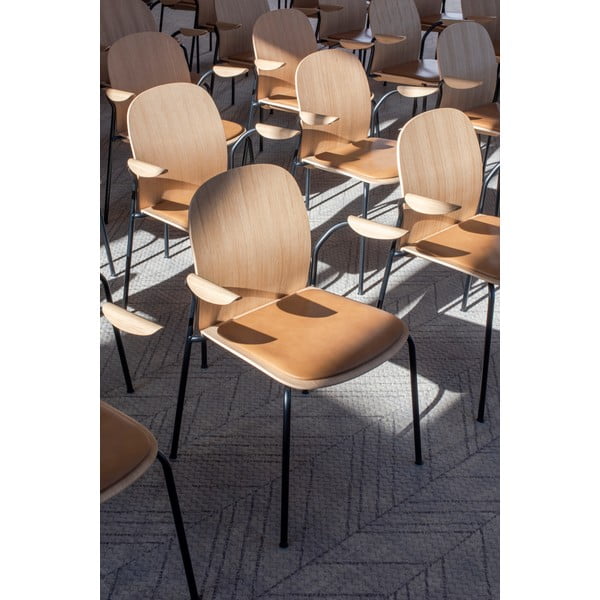 Jedilni stoli v kompletu z nasloni za roke/z možnostjo nalaganja 2 ks v hrastovem dekorju v konjak rjavi barvi/v naravni barvi Book – Gazzda-image-4