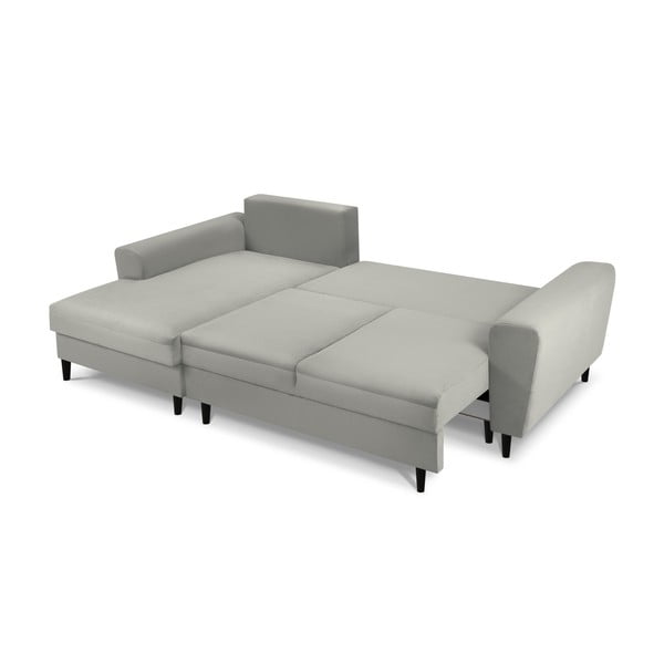 Svetlo siva raztegljiva kotna sedežna garnitura s prostorom za shranjevanje iz rebrastega žameta (levi kot/z ležalnikom) Kyoto – Cosmopolitan Design-image-2