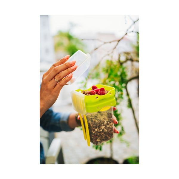 Zelena posoda za malico in kosilo z jedilnim priborom, Vialli Design, 650ml+230m-image-2