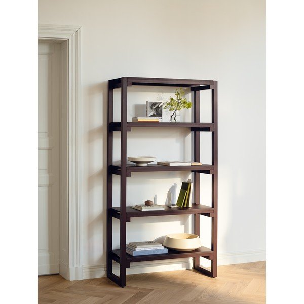 Bordo rdeč regal iz masivne bukve 94x180x37 cm Noru – noo.ma-image-1