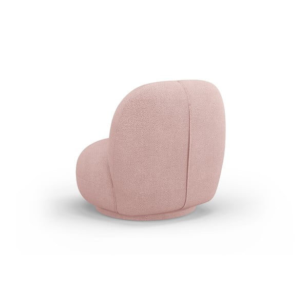 Svetlo rožnat fotelj iz tkanine bouclé Chuck – Micadoni Home-image-3