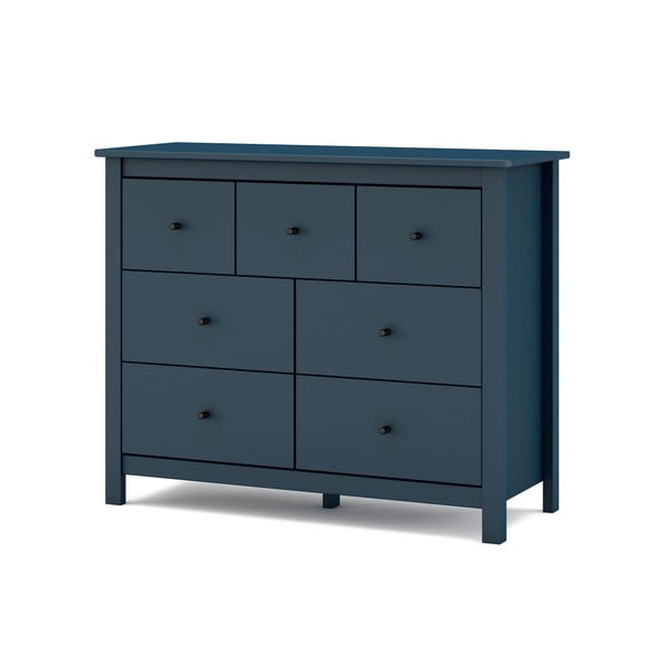 Temno modra nizka komoda iz masivnega bora 110x80 cm Misti – Marckeric-image-4