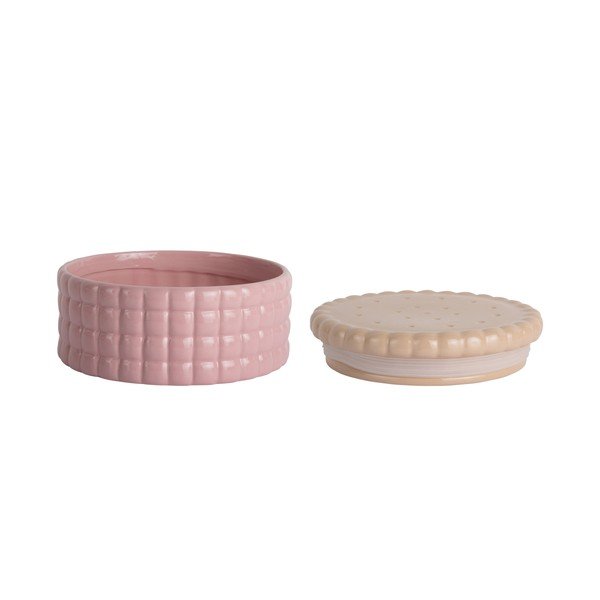 Svetlo rožnata dekorativna keramična škatla za shranjevanje ø 20x10 cm Biscuit Box – PT LIVING-image-2
