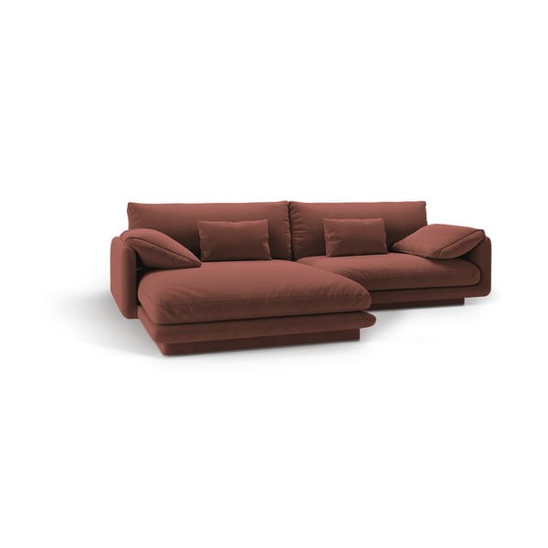 Rožnata žametna kotna sedežna garnitura (levi kot/z ležalnikom) Torino – Micadoni -image-2