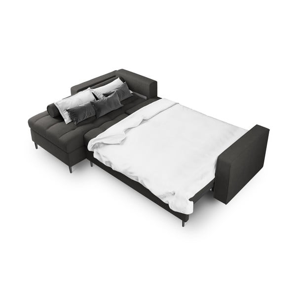 Temno siva raztegljiva sedežna garnitura Milo Casa Santo, levi kot-image-4