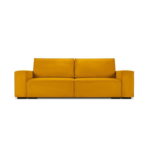 Rumena žametna raztegljiva sedežna garnitura Mazzini Sofas Azalea-image-2