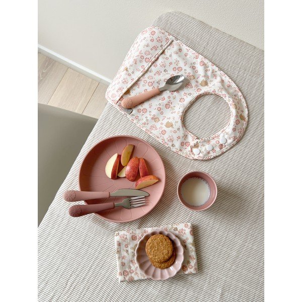 Rdeče-rožnato-oranžen silikonski otroški jedilni pribor 3 ks Rose Mix – Cam Cam Copenhagen-image-4