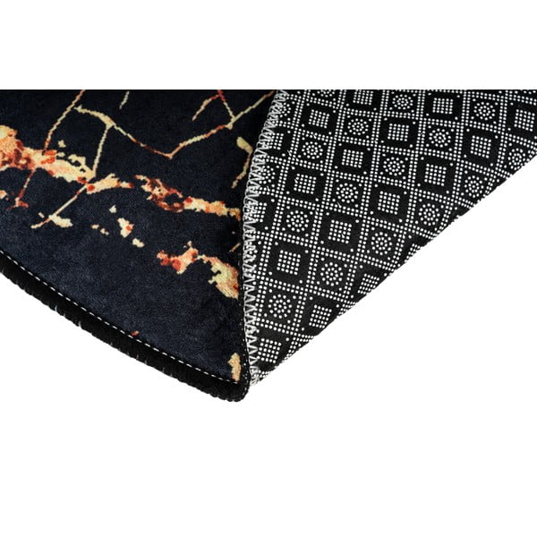 Komplet 2 črnih ovalnih kopalniških preprog Foutastic Gold Marble-image-4